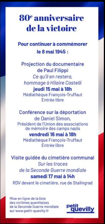 programme commémoration du 80éme anniversaire de la libération à Petit Quevilly